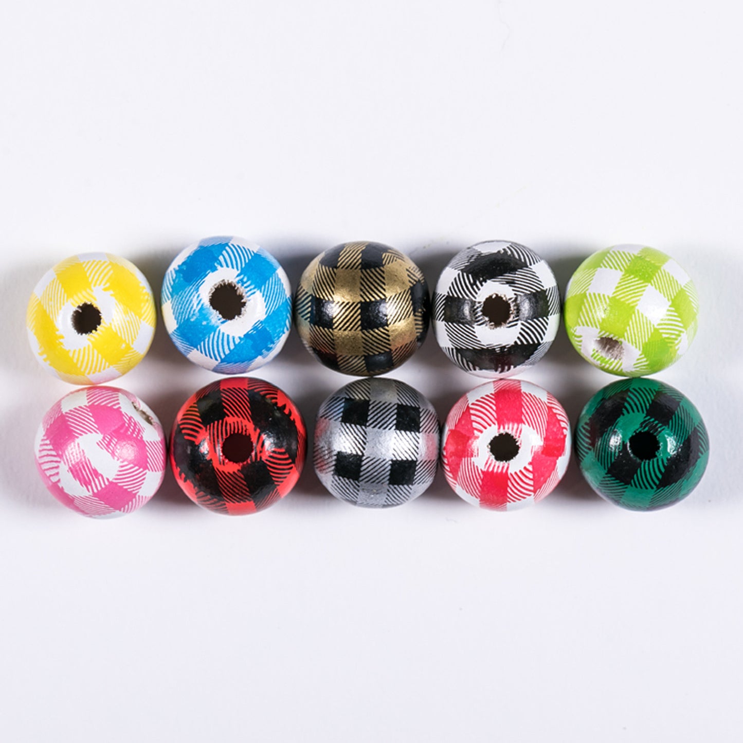 C-24 Checker Wood Beads (4pcs/bag (by charms