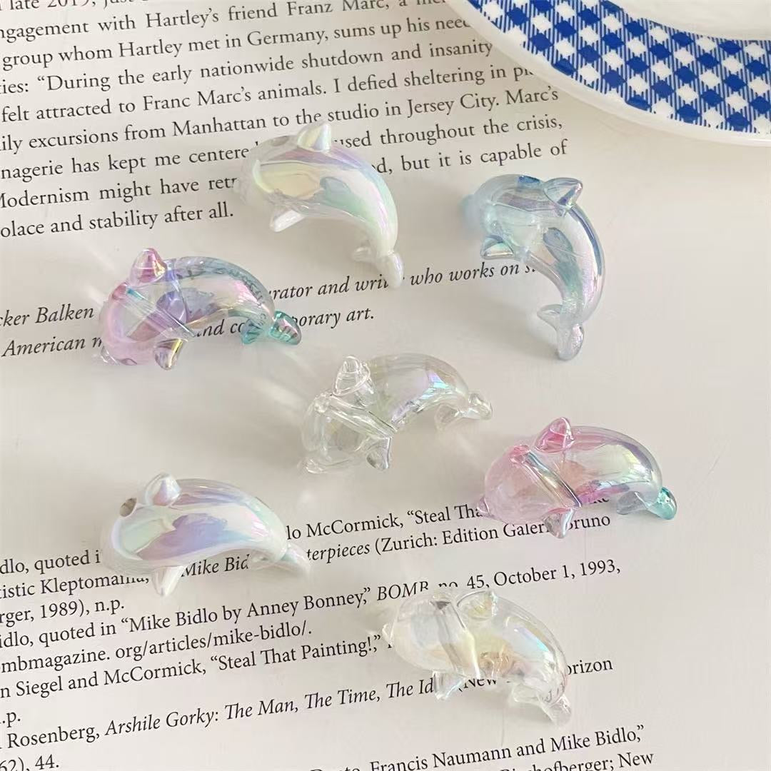 D-32 Elactroplate Dolphin Beads (3pcs/bag (by charms