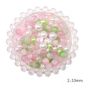 Pink Green Tones Seed Glass Beads Mix 2-10mm
