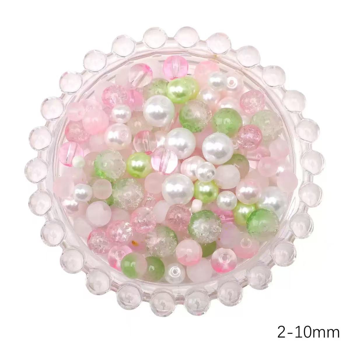 Pink Green Tones Seed Glass Beads Mix 2-10mm