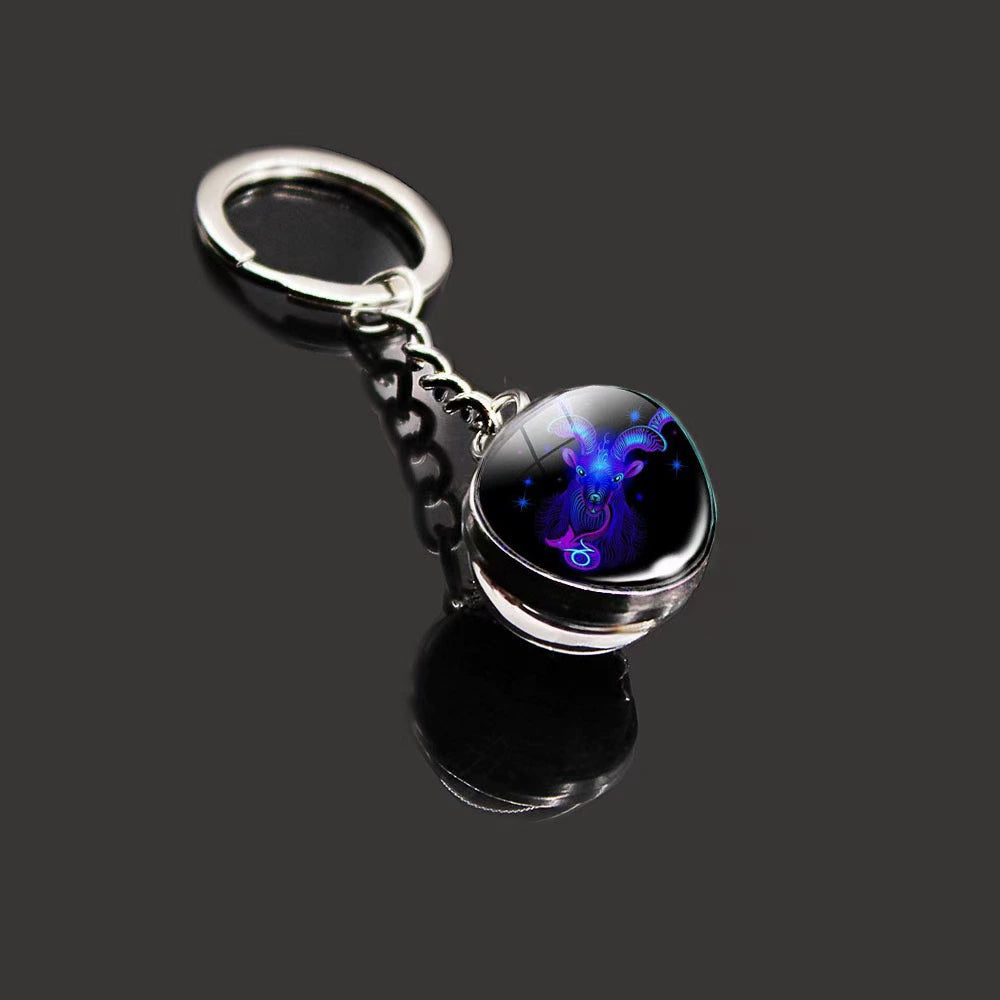 A-(New) Y-17 Zodiac Sign Luminous Keychain (match by color dots)