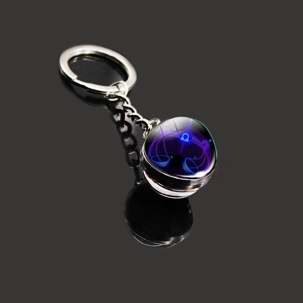 A-(New) Y-17 Zodiac Sign Luminous Keychain (match by color dots)