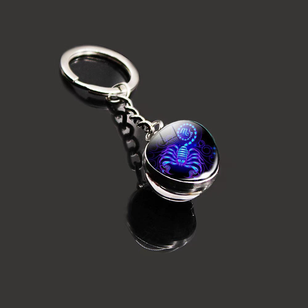 A-(New) Y-17 Zodiac Sign Luminous Keychain (match by color dots)