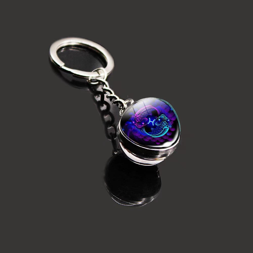 A-(New) Y-17 Zodiac Sign Luminous Keychain (match by color dots)