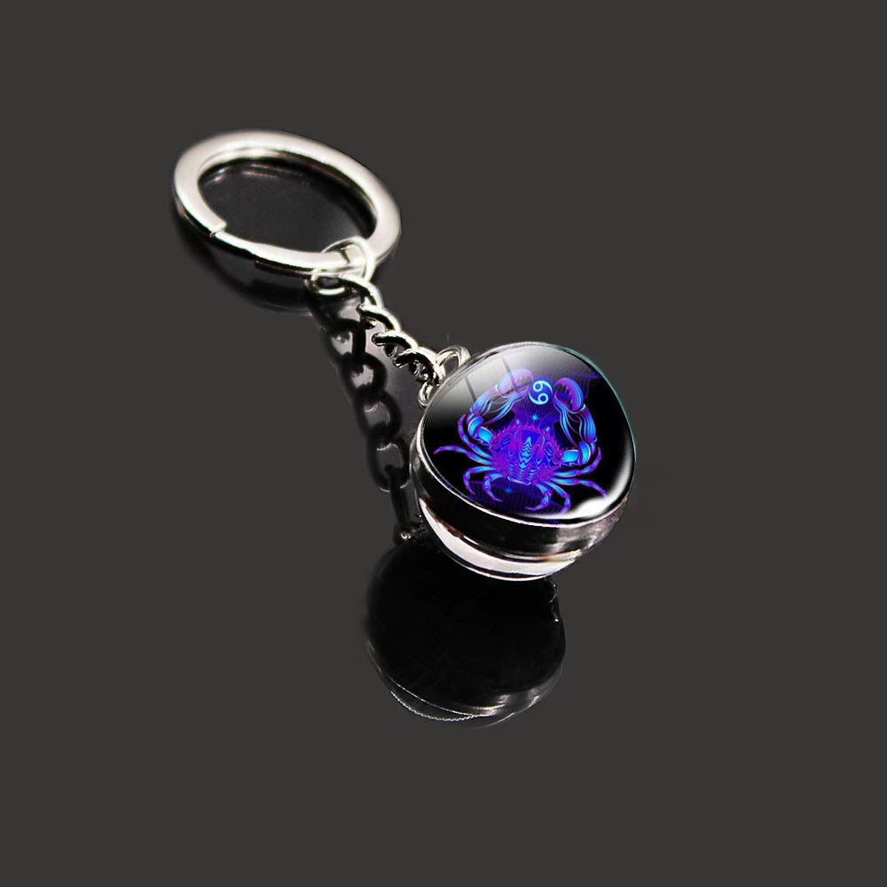 A-(New) Y-17 Zodiac Sign Luminous Keychain (match by color dots)