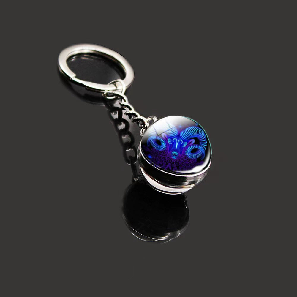 A-(New) Y-17 Zodiac Sign Luminous Keychain (match by color dots)