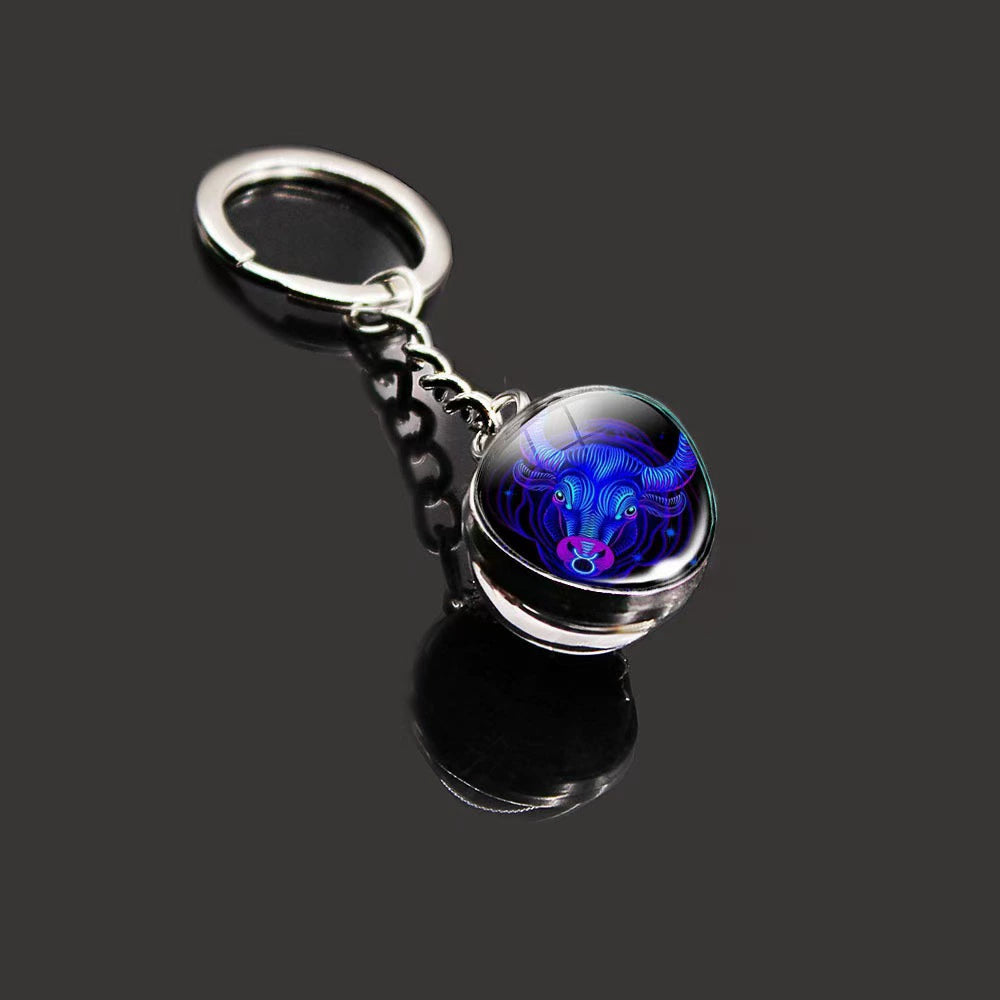 A-(New) Y-17 Zodiac Sign Luminous Keychain (match by color dots)