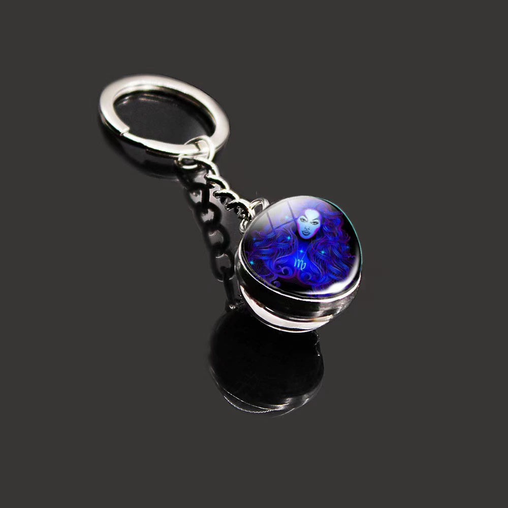 A-(New) Y-17 Zodiac Sign Luminous Keychain (match by color dots)