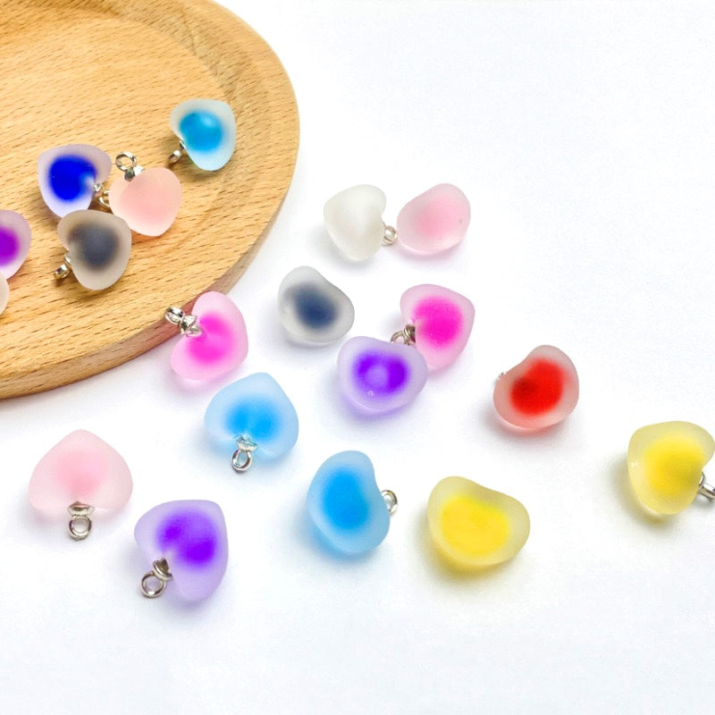 P-23 Frosted Heart Jelly Pendants(color dots)