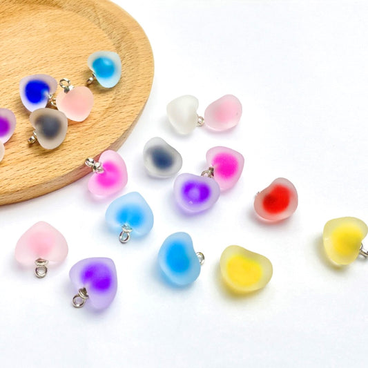 P-23 Frosted Heart Jelly Pendants(color dots)