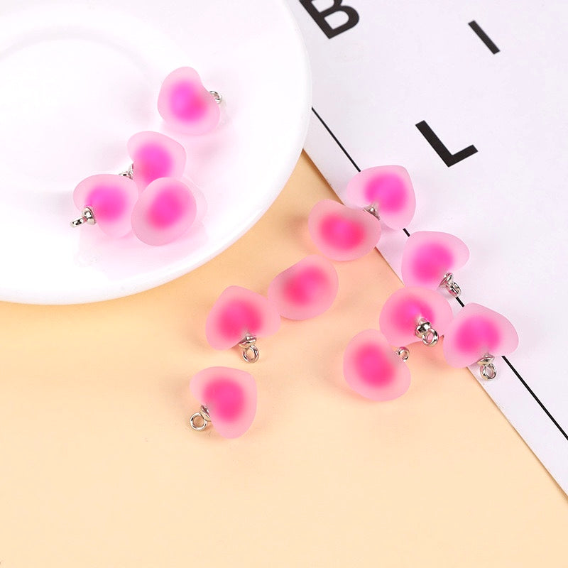 P-23 Frosted Heart Jelly Pendants(color dots)