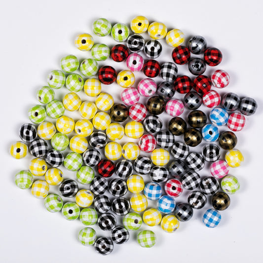 C-24 Checker Wood Beads (4pcs/bag (by charms