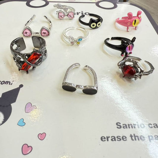 Y-04 Glasses,kitty&monster Ring